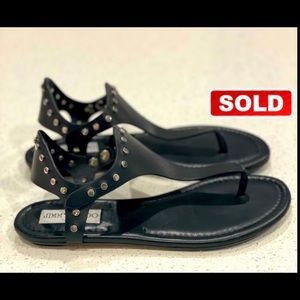 JIMMY CHOO
Dara Vachetta Leather Flat Sandals Blk